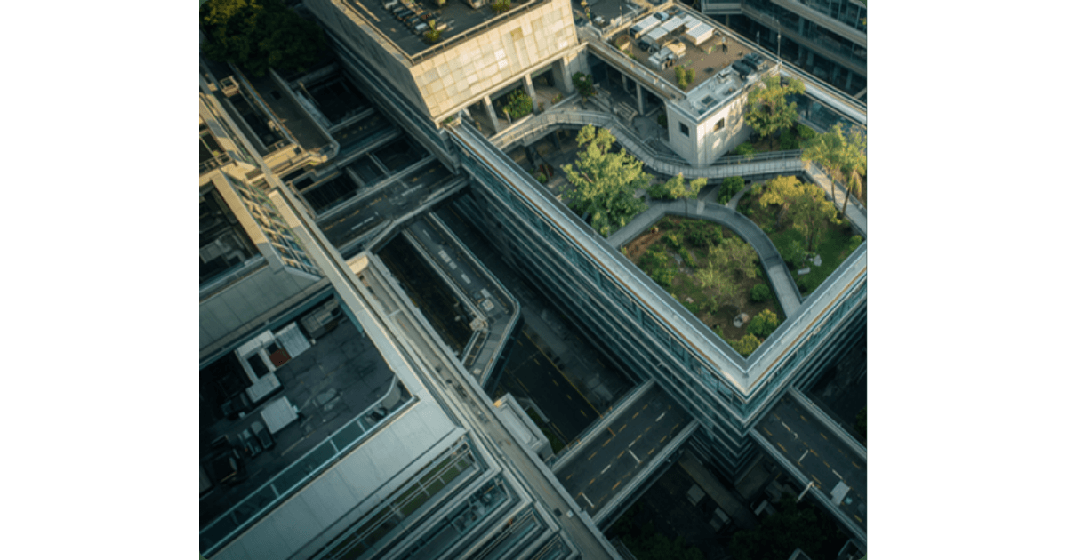 Architectural corridors suggesting interconnected systems