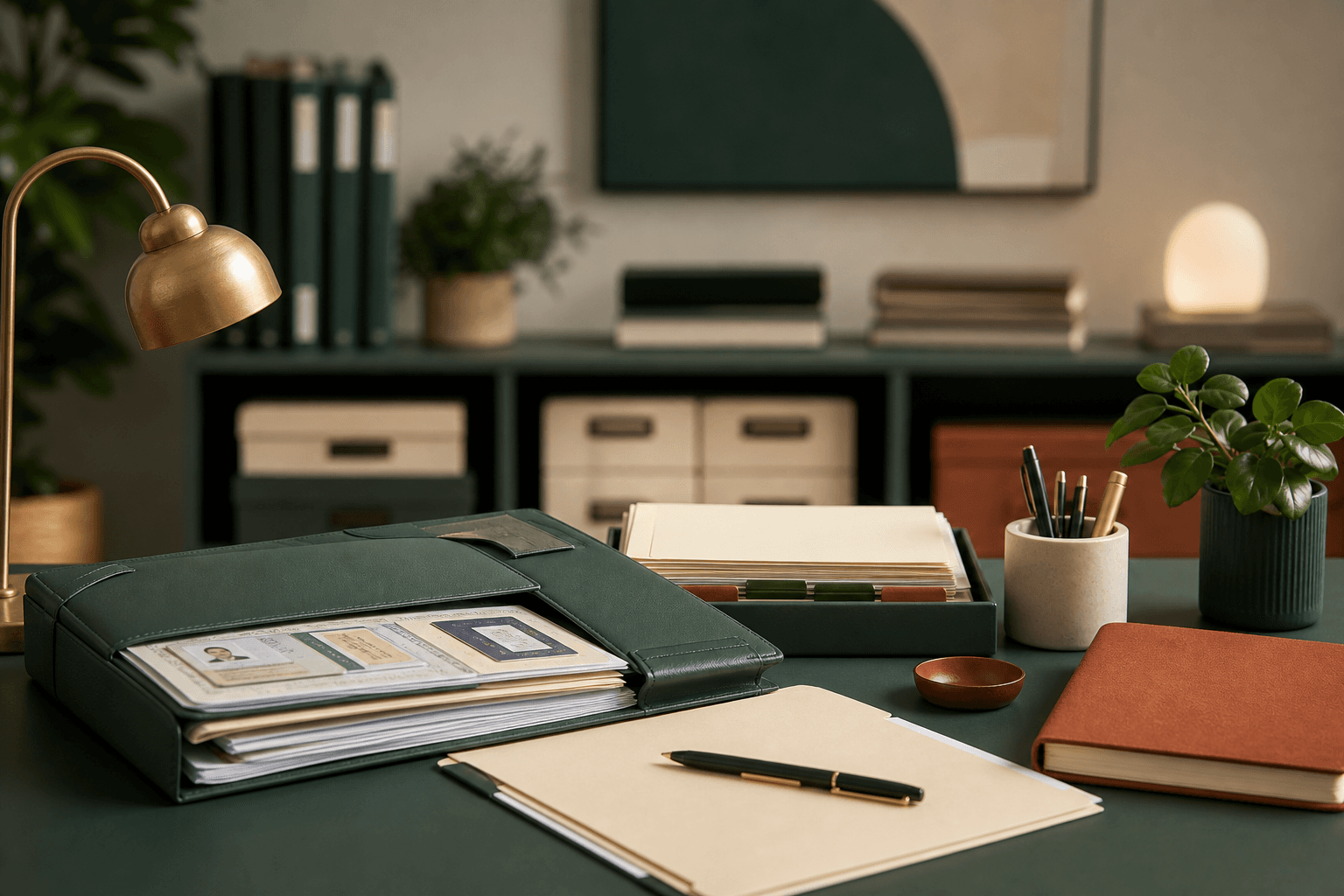 HR operations workspace with organized documents