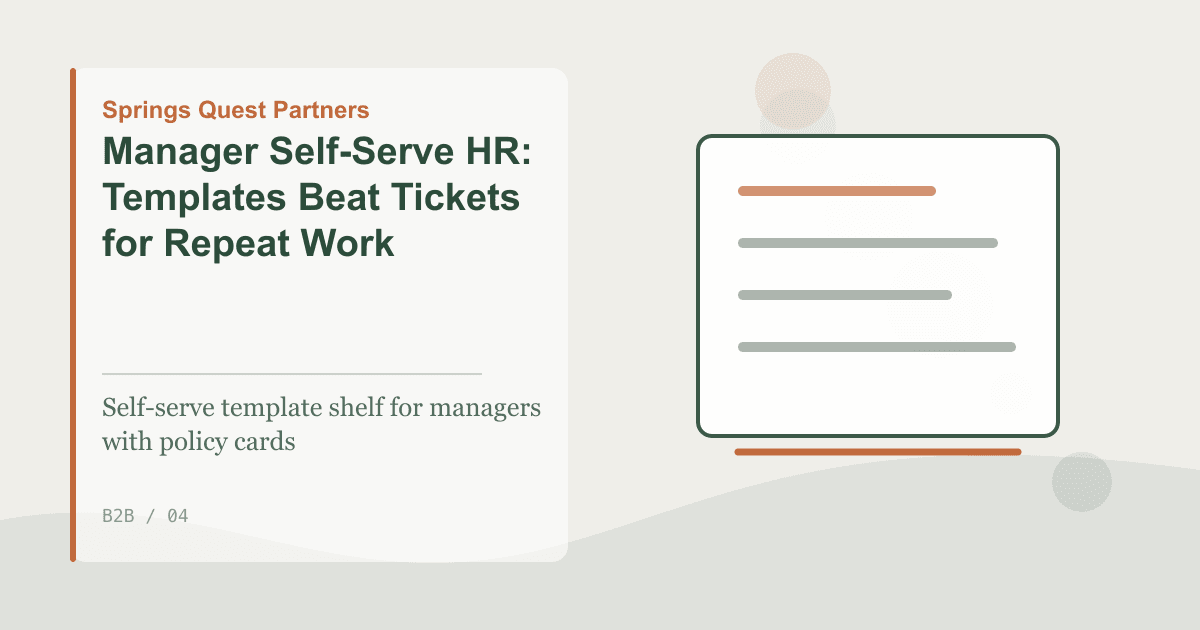 Manager using HR self-serve template portal on a laptop at a desk